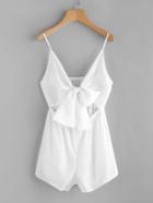 Romwe Cut Out Bow Tie Front Cami Romper