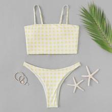 Romwe Random Gingham Bikini Set
