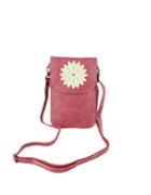 Romwe Pink Cute Flower Pu Card Bag