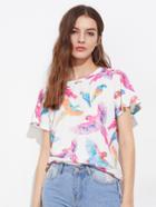 Romwe Allover Parrot Print T-shirt