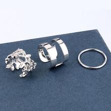 Romwe Hollow Flower & Layered Ring Set 3pcs