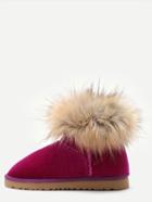 Romwe Hot Pink Velvet Soft Sole Fur Cuff Snow Boots