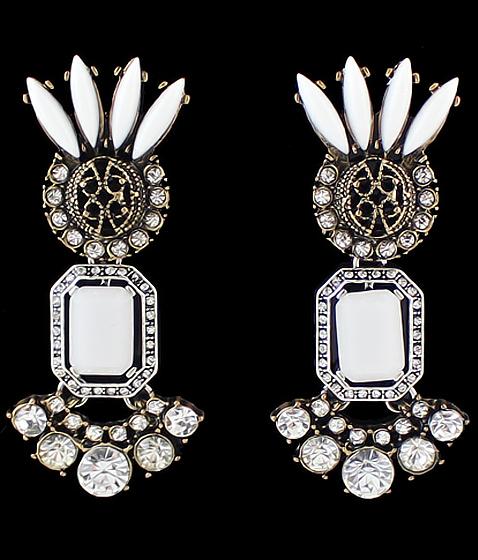 Romwe Retro Gold Gemstone Earrings