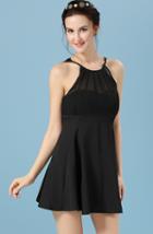 Romwe Off The Shoulder Chiffon Black Dress