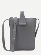 Romwe Grey Faux Leather Zip Closure Shoulder Bag