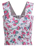 Romwe Straps With Zipper Florals Tank Top