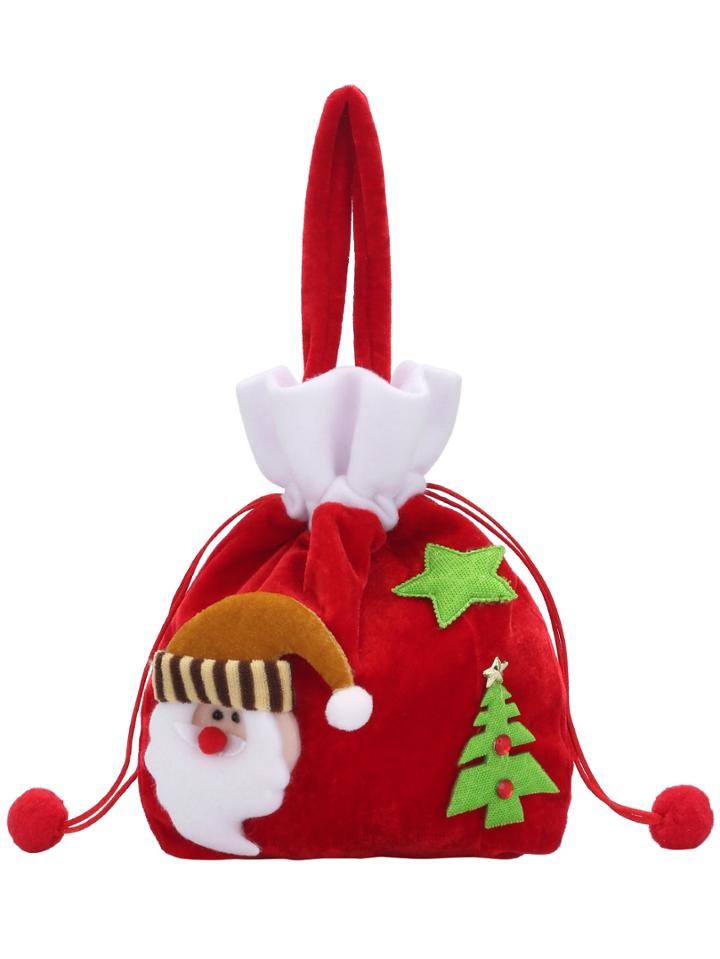 Romwe Drawstring Santa Claus Patch Bag