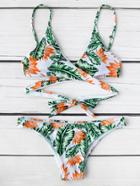 Romwe Jungle Print Wrap Bikini Set