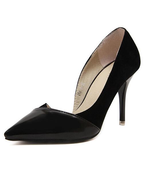 Romwe Black Point Toe Asakuchi High Heeled Pumps