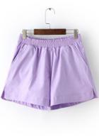 Romwe Elastic Waist Split Purple Shorts