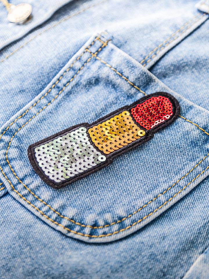 Romwe Sequin Lipstick Cute Patch