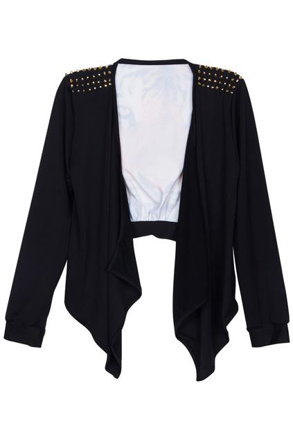 Romwe Rivets Embellished Tiger Print Back Coat