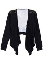 Romwe Rivets Embellished Tiger Print Back Coat