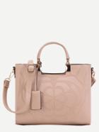 Romwe Apricot Floral Embossed Handbag With Strap