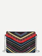 Romwe Fringe & Studded Detail Clutch Bag