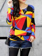 Romwe Patchwork Long Sleeve T-shirt