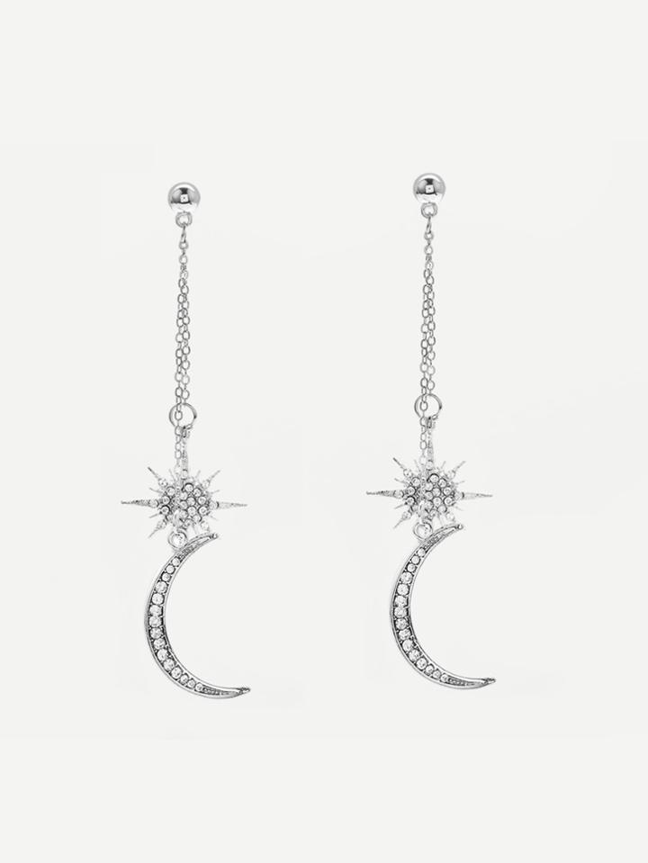Romwe Moon And Sun Drop Earrings