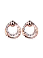 Romwe Double Circle Rhinestone Hoop Earrings