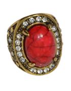 Romwe Red Simple Big Imitation Gemstone Ring