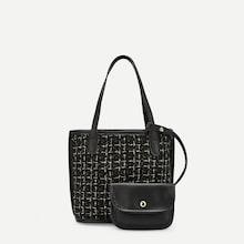 Romwe Tweed Satchel Bag With Clutch