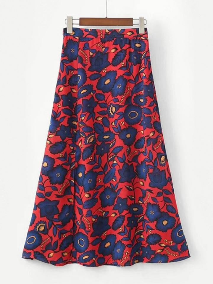 Romwe All Over Florals Skirt