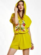 Romwe Grommet Lace Up Hoodie With Shorts