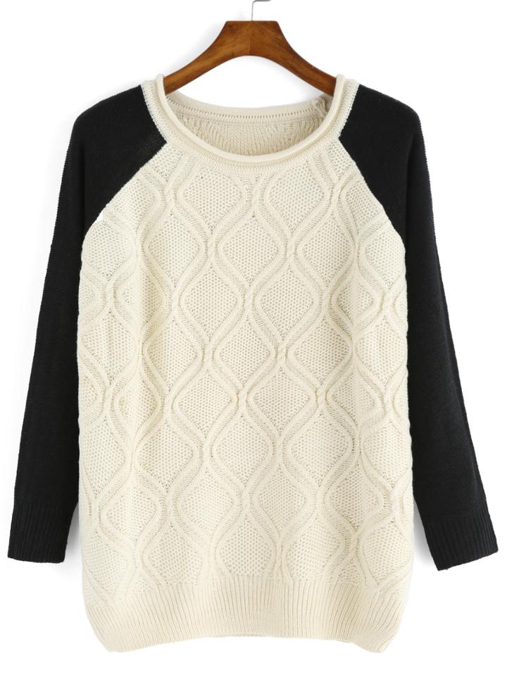 Romwe Color-block Diamond Pattern Sweater