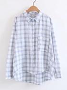 Romwe High Low Gingham Blouse