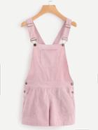 Romwe Velvet Pocket Ribbed Pinafore Shorts