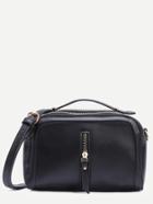 Romwe Black Zip Front Mini Duffle Bag