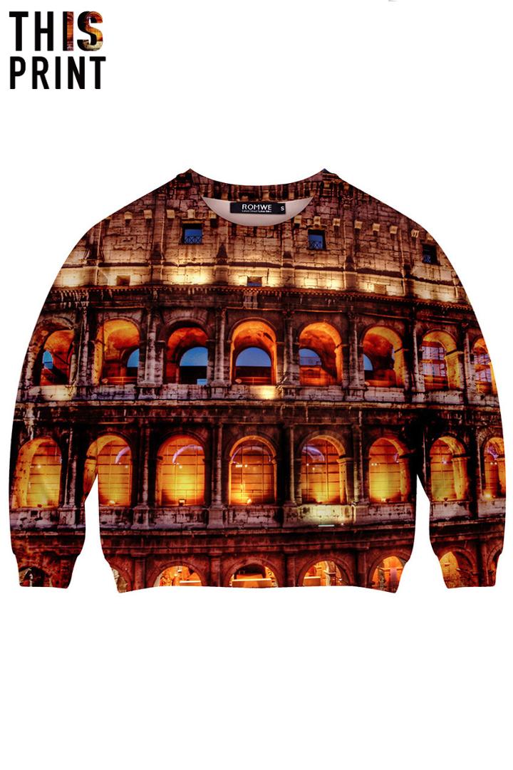 Romwe This Is Print The Castle Light Print Sweatshirt