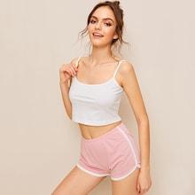Romwe Heather Knit Cami & Dolphin Shorts Pj Set
