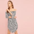 Romwe Knot Cuff Zebra Print Dress