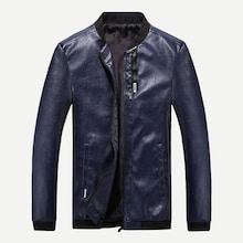 Romwe Guys Zip Up Pu Jacket
