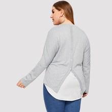 Romwe Plus 2 In 1 High Low Hem Tee