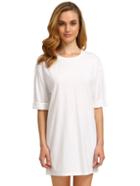 Romwe White Round Neck Inch Half Sleeve Loose Dress