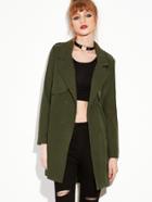 Romwe Army Green Double Breasted Layered Coat