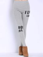 Romwe Elastic Waist Letter Print Leggings