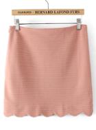 Romwe Striped Bodycon Scalloped Pink Skirt