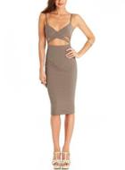 Romwe Spaghetti Strap Hollow Brown Dress