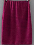 Romwe Elastic Waist Folds Slit Red Skirt