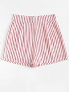 Romwe Zip Up Back Striped Shorts