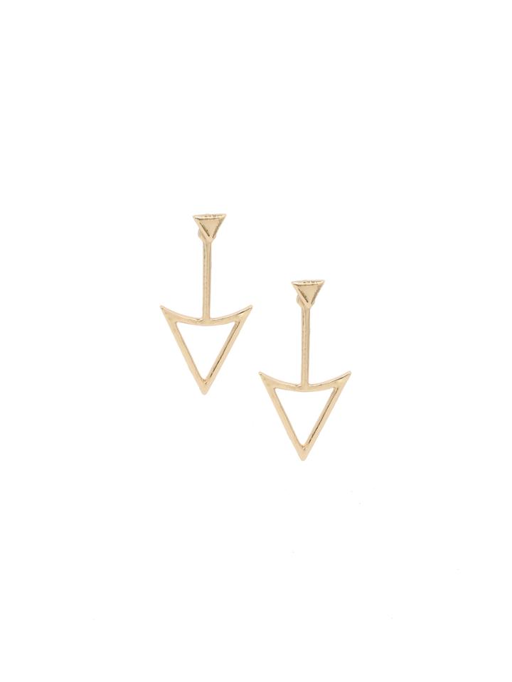 Romwe Golden Minimalist Triangle Earrings