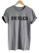 Romwe Grey Letter Print Cuffed T-shirt