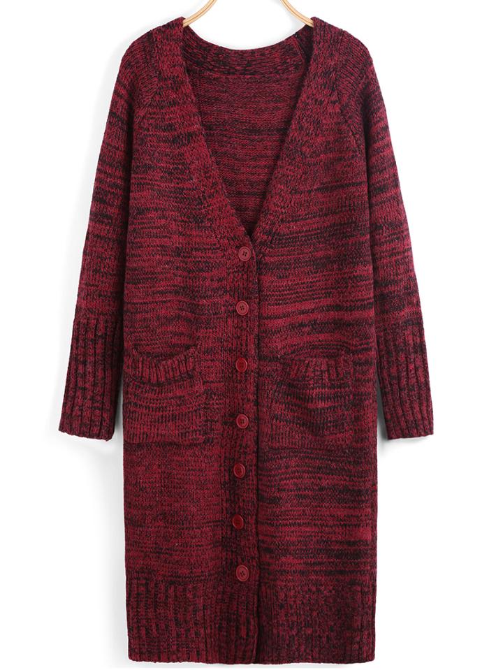 Romwe Long Sleeve Pockets Buttons Coat