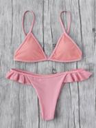 Romwe Flounce Detail Triangle Bikini Set