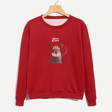 Romwe Men Christmas And Letter Print Sweatshirt