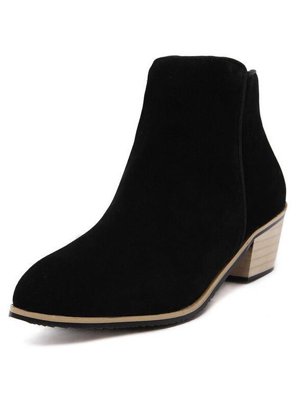 Romwe Black Pointy Zipper Side Boots
