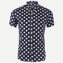 Romwe Men Polka Dot Collar Shirt