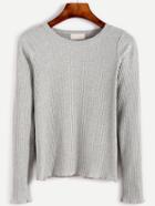 Romwe Light Grey Ribbed Tight Knitwear
